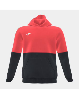 SUDADERA JOMA PART HOODIE BLACK FLUOR CORAL