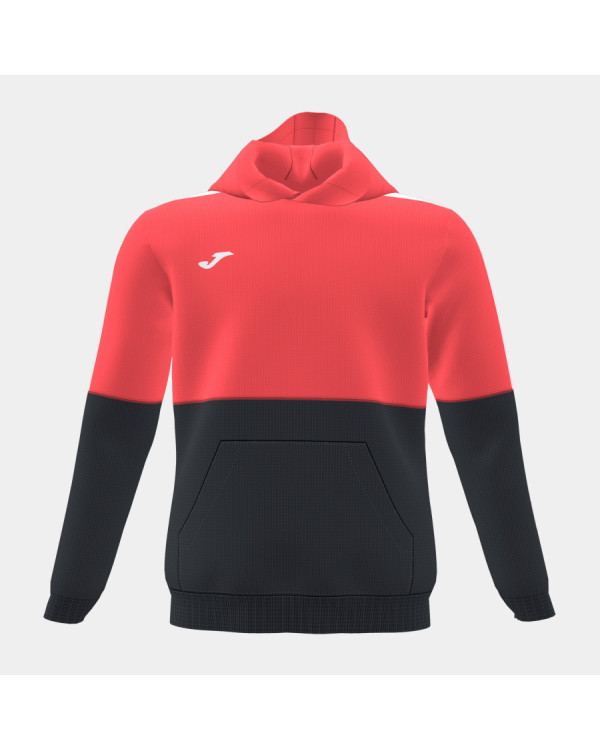 SUDADERA JOMA PART HOODIE BLACK FLUOR CORAL